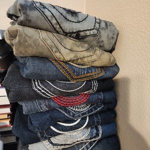 *8 PAIR BUNDLE* True Religion Brand Jeans Denim, Designer, Straight Leg Vintage